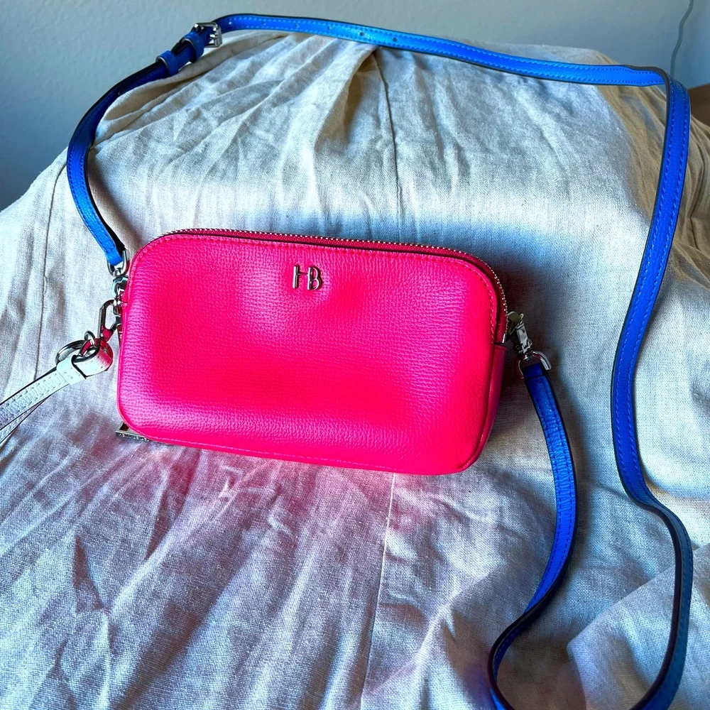 HENRI BENDEL pink crossbody/wristlet wallet bag with detachable blue strap!! - Picture 1 of 15